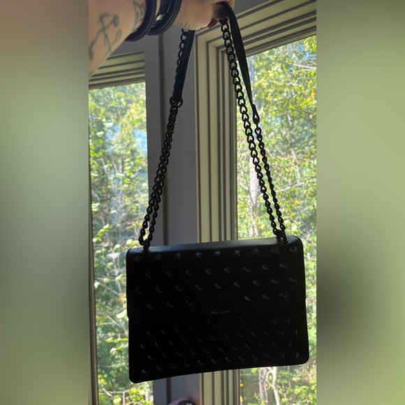 Foley + Corinna Black Spiked Studded Shoulder Bag Spikes Punk Goth - Picture 9 of 17